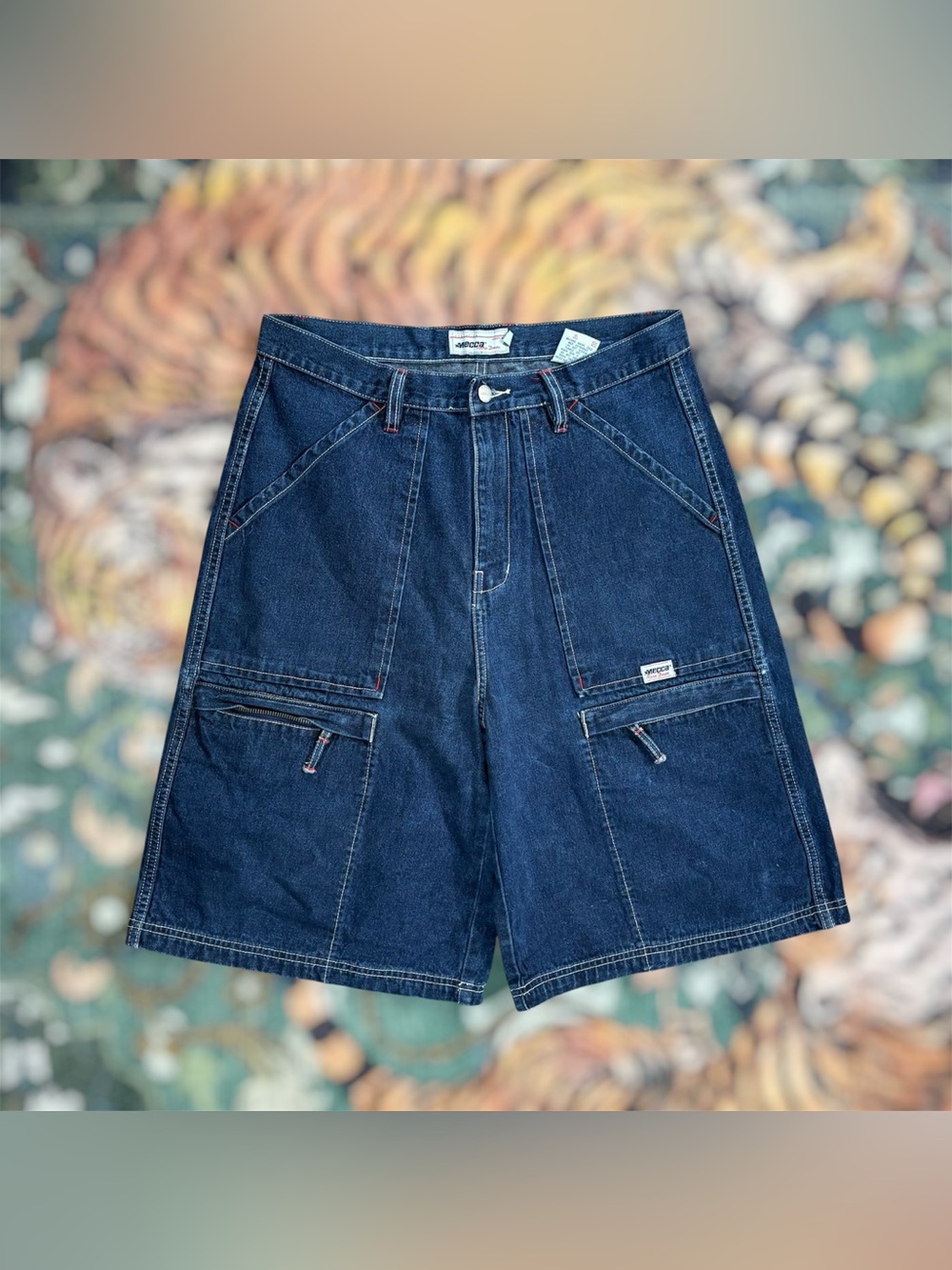 Vintage 90s Y2K Mecca Jean Shorts Baggy Wide Leg JNCO Style Denim Men’s 34